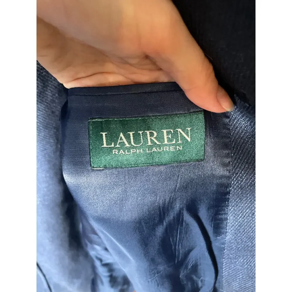 Lauren Ralph Lauren Blazer Jacket Mens 44 Blue Single Breasted Sport Coat Suit